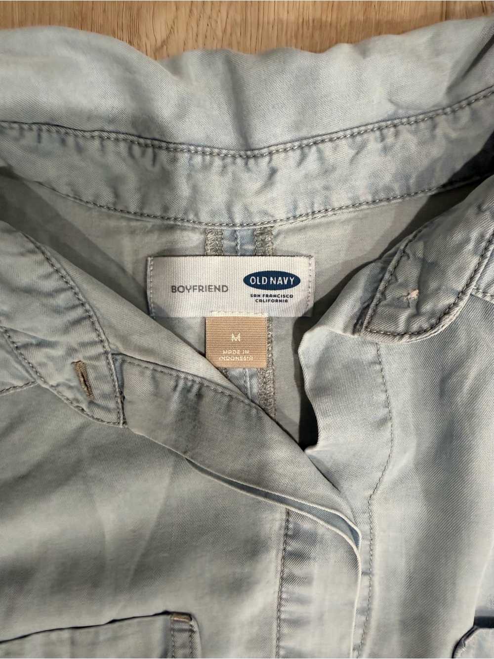 Old Navy Light Blue Jean look Boyfriend Button-Down Shirt